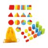 Chosertory Wooden Geometric Solids for Kids Math Manipulatives for School Supplies Home