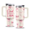 Christian Gifts for Women, 30 oz God Says You Are Pink Tumbler with Handle, Inspirational Religious Birthday Gifts, Spiritual Catholic Faith Jesus Bible God Prayer Gift for Pink Bow Christian Cup