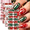 Christmas Nail Polish Stickers Strips Holly Nail Decal Colorful Snowflake Green Red Nail Full Wrap 5 Sheets Self-Adhesive Full Cover Nail Polish Strips for Women Manicure Nail Art Decorations