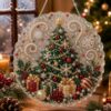 Christmas Pearl Diamond Art Hanging Ornament Kit,Diamond Arts Window Suncatchers Kit for Adult Beginner, DIY ChristmasSanta Pearls Bead Painting Kit for Home Wall Decor，#F