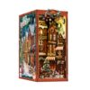 Christmas Street Corner DIY Book Nook Kit, LED Light Miniature Dollhouse Bookend, 3D Wooden Puzzle Craft Kit Gift for Adults, 9.05 x 7.08 x 4.33 in