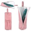 Chsoejuf Hot Iron Holder, Heat Resistant Mat, Curling Iron Travel Bag(Pink)
