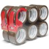 CHUANGSEED 12-Pack Brown Packing Tape with 2 Dispenser, 2.4 Mil 1.88 Inch x 60 Yards, Total 720yds, 12 Refills Rolls Packaging Tape for Moving, Shipping and Storage