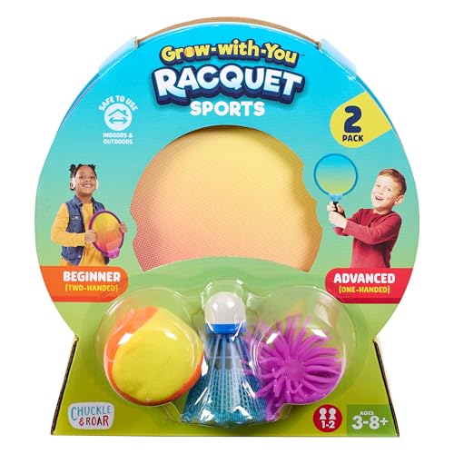 Chuckle & Roar - Grow with You Racquet Sports - Dexterity and Hand Eye Coordination - On The Go Outdoor - Great for Preschoolers - Ages 3 and Up