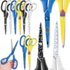 Chumia 12 Pcs 8.4 Inch Teacher Scissors Bulk Stainless Steel Heavy Duty Scissors Printing Pencil Crayon Composition Lined Book Element Teacher Gifts for Back to School Office Elementary Supplies
