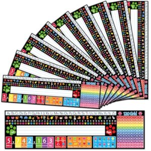 CHUNNIN 40Pcs Dog Paw Print Name Tags Desktop Reference Name Plates for School Classroom Decoration Student Desks Names Tags Cutouts with Colors Shapes Numbers Alphabet Kindergarten Preschool Supplies