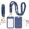 Cibalaland Scrunchie Lanyard with ID Badge Holder and Keychain Wristlet, Teacher Lanyard with ID Holder, Stretchy Lanyards for ID Badges, Nurse Badge Lanyard, Teacher Gift - - Navy Cherry Floral