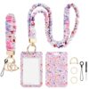 Cibalaland Scrunchie Lanyard with ID Badge Holder and Keychain Wristlet, Teacher Lanyard with ID Holder, Stretchy Lanyards for ID Badges, Nurse Badge Lanyard, Teacher Gift - Pastel Bloom Floral