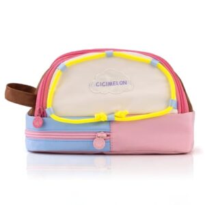 CICIMELON Large Capacity Pencil Case, Cute Aesthetic Pencil Pouch with 3 Compartments, Big Pencil Bag Organizer for School Supplies, Pen Holder for Kids, Girls, Boys, Students