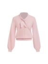CIDER Women Knit Cardigan Floral Embroidered Bow Tie Neck Button Front Cute Fall Sweater Pink