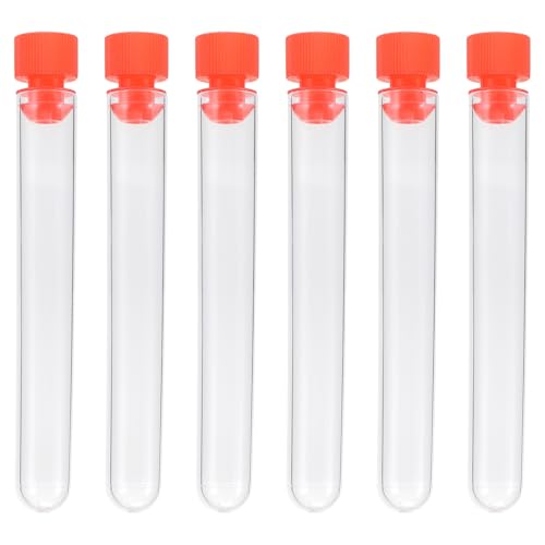 Ciieeo 40pcs Plastic Test Tubes for Science Experiments and Chemistry Teaching Tools, Sturdy Hard Plastic Tubes for Liquid and Salt Storage, for Professional and Personal Use Random Color