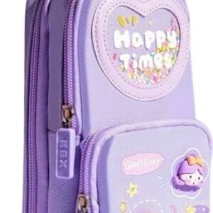 Cilox Pencil Case with 3 Compartments, Canvas Storage Pen Case, Cute Pencil Pouch for Girls, Stationery Tool Zipper Pouch for art organizer and kids tool