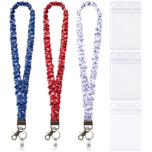 Cindeer 3 Pack Cruise Lanyards Scrunchie Lanyard for Ship Cards, Cruise Essentials 2026 for Carnival Lanyards for ID Badges with Detachable Buckle Waterproof ID Badge Holders