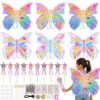 Cinrobiye 12 Set DIY Fairy Wings Craft Kit Color Your Own Butterfly Wings with Fairy Wand Butterfly Party Favor Princess Birthday Dress up Role Play Gifts Classroom Activities Supplies (Wing kit)