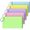 Ciphyfee Index Cards 3x5 Inch With Ring, 250 Count, Ruled Colored Index Card, 180GSM Flash Cards College Ruled for Students, Teachers, Study Note Card for Office, Home, School, Office