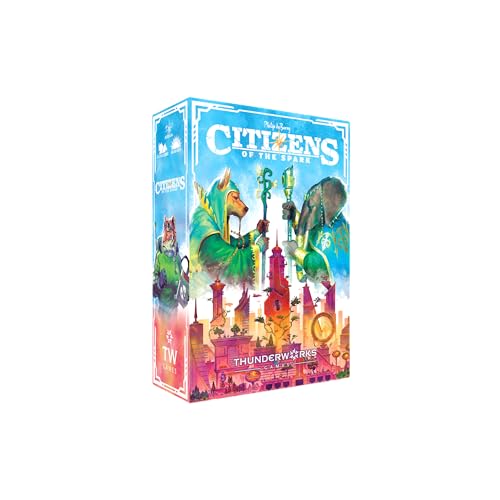 Citizens of The Spark Board Game | Strategy Card-Drafting Game of Clever Combos | Competitive Tableau Builder | Fantasy Sci-fi Animals | 1-5 Players Ages 14+ | 45-60 Minutes | Thunderworks Games