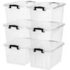 Citylife 22 QT Clear Plastic Storage Bins with Lids Stackable and Nestable Storage Boxes with Lids Large Plastic Storage Containers for Garage, Closet, Kitchen, 6 Packs