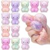 Civaner 12 Pieces Bear Squeeze Toys for Kids Anxiety Relief Bear Favors for Boys Girls 6 Colors TPR Squeeze Toys Stocking Stuffers Classroom Prize Fillers for Boys Girls