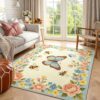 CJXYBMY 5x7 Insect Rug,Blue Washable Rug
