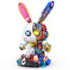 Ckiruv Mechanical Bunny Building Set with Lights（1377PCS） Cyberpunk Rabbit Model Kit, Robotics Animal Collection Building Blocks with Display Stand, Creative Home Office Decor Gift for Teens & Adults