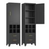 Ckzbx Tall Narrow Storage Cabinet, 66.93" H Tall Bathroom Cabinet Metal Pantry Cabinets with Hollowed-Out, 3 Adjustable Shelves, for Kitchen, Bathroom, Home Office, Living Room (Black)