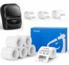 CLABEL 221B Printer + 9 Rolls White Labels: 3-Set(50x80,50x30,40x30) + 6x50x80-1090+ Waterproof/Oil-Proof/Tear-Resistant for Small Business, Retail, Packaging & Home Organization – Inkless & Portable