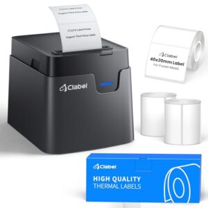 CLABEL 221D Desktop Label Printer with 3 Rolls 40x30mm Freezer Labels, 2in Bluetooth Thermal Label Maker for Low Temperature Food Storage, Expiration Date Tags, Laboratory