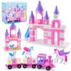 Classic Building Blocks for Toddlers - Compatible with Major Brands, Unicorn Theme Princess Castle & Number Trains Classic Bricks, Creative Educational Buildable Kits for Girls Boys Ages 3, 4, 5, 6-12