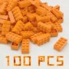 Classic Building Brick 2x4 100 Pieces, Compatible with Lego 3001 Bulk Block Set, Creative Building Toy DIY, Suitable for Boys Girls and Teenagers Aged 6+ (Orange)