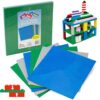 Classic Building Bricks Baseplates Green, Blue, White 10x10" Plates, 4 Pack