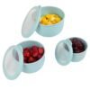 Classic Cuisine Bowls with Lids, Teal, Set of 3, 7”/5.5”/4.25”