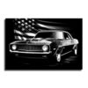 Classic Muscle Car Poster American Flag Black and White Canvas Print Chevy Camaro Art Retro Garage Wall Decor Man Cave Gift (24x32inch Unframed)