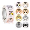 Classic Round Cartoon Kitten Stickers 500pcs/Roll Cute Round Labels Thanksgiving Gift Box Stickers Animal Stickers Decoration for the