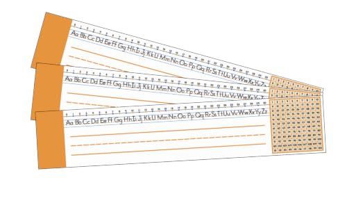 Classroom Adhesive Desk Name Plates with Alphabet, Number Line 1–120 & Handwriting Guide | Student Desk Name Tags for K-8 Classrooms | Laminated Learning Reference | 1 Pack (30 ct) | (Orange)