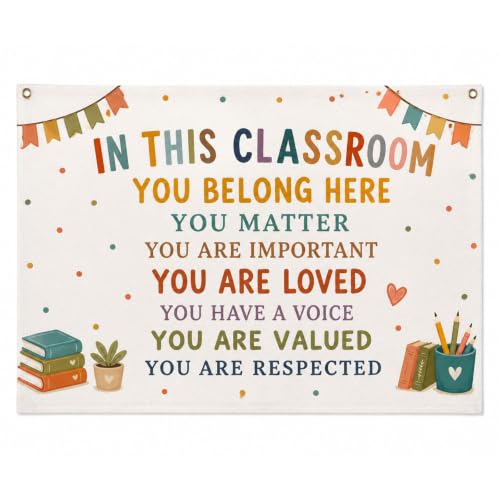 Classroom Banner Decor, Positive Classroom Wall Decor with Growth Mindset Messages, Welcome Sign for Classroom, Back to School Classroom Decorations for Elementary School, Boho Teacher Classroom Decor (Classroom, 20x28 inch)