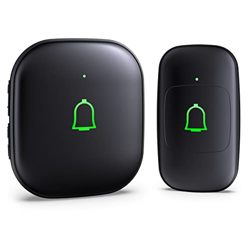 Classroom Doorbell IP66 Wireless Doorbell Door Bell Ringer Wireless Waterproof 1000Ft 32 Chimes 115dB 7 Vol Levels Mute Mode & LED Flash Doorbells for Home Kids Room Teachers Classroom Office