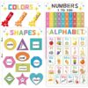 Classroom Educational Posters- Black Educational Learning Posters For Toddlers 1-3, Teacher Classroom Must Haves Supplies Essentials, ABC Alphabet & Number Learning Charts for Preschool Kindergarten