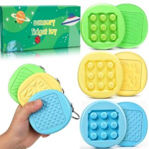 Classroom Fidget Toys for Kids 3 Pcs Autism ADHD Anxiety Stress Relief Item Calm Down Corner Supplies Classroom Must Have Special Education Need Autistic Toys Quiet Fidget Keychain Sensory Clicker