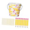 Classroom Grouping Stick Organizer with Wooden Markers, Writable Labels, Metal Bucket for Daily Attendance Classroom Name Sticks Teacher Picker Attendance Grouping