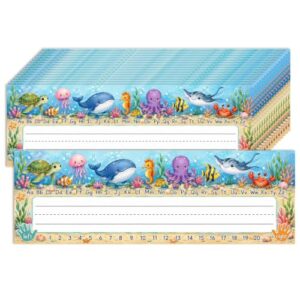 Classroom Name Tags Stickers 40pcs, Ocean Animals Write-On Desk Name Plates Labels, 11.8 x 3.9 Inch Student Desk Nameplate Stickers for Desks, Cubbies, Bins, Preschool Kindergarten Teachers