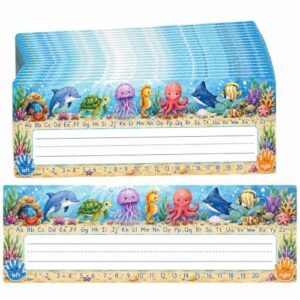 Classroom Name Tags Stickers 40pcs, Woodland Animals Write-On Desk Name Plates Labels, Student Desk Nameplate Stickers for Preschool Kindergarten Elementary Teachers, Cubbies & Bins (Ocean Animals)