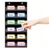 Classroom Pocket Chart, Words Pocket Chart with 6 Clear Pockets, 10" x 24.3" Large Standard Pocket Chart for Classroom, Reusable Pocket Charts for School Home Office Teacher Use Sentence Strips