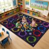Classroom Rug for Kids, 7.6x12 ft Non-Slip Classroom Seating Carpet, Preschool Circle Time Rug for Kindergarten Daycare Nursery, Playroom Reading Corner Floor Mat, 24 Seats