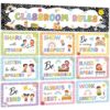 Classroom Rules Bulletin Board Set Colorful Composition Notebook Classroom Rules Paper Cutouts Motivational Educational Behavior Posters Wall Decor for Back to School Wall Door Decor Teacher Supplies