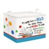 Clastyle Collapsible Back to School Reading Book Storage Basket Dr Quotes Book Organizer for Nursery Room Classroom Library Rectangle Kindergarten Daycare Clothes Toys Storage Bin