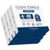 Clean Skin Club Clean Towels XL® – 4 Pack (40 Count Total) | 100% USDA Biobased Disposable Face Towels | Eczema Association Accepted | Dry Wipes for Sensitive Skin | Makeup Remover | Ultra Soft