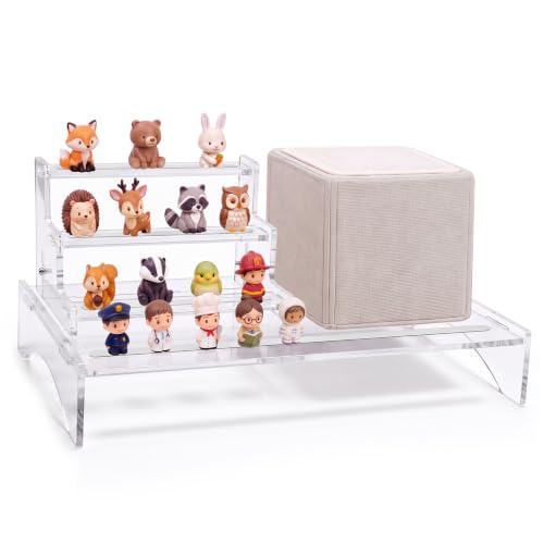 Clear Acrylic Shelf Compatible with Toniebox 1 and 2 Player 3 Tier Magnetic Desktop Storage Organizer Charger Dock Holder for 15 to 20 Story Character Figures Kids Room Nightstand Display Rack