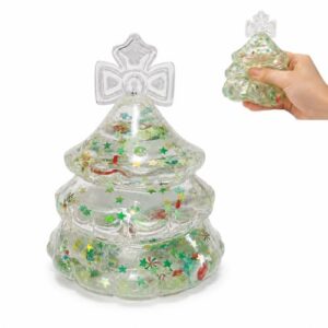 Clear Christmas Tree Squishy Toy, Slow Rising Glitter Squeeze Stress Toy, Sensory Fidget Decompression Toy for Anxiety Relief, Festive Desk Decor Novelty for Adults