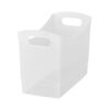 Clear Open Top Plastic Storage Bin Built-In Dual Handles Visible Pantry Closet Cabinet Shelf Office Supply Organizer
