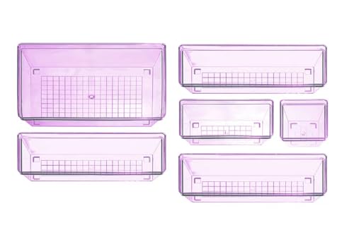 Clear Plastic Drawer Organizer Storage -25 Pcs Desk Bathroom Kitchen Organizers and Accessories Office Organization, Vanity Stackable Drawers Bins Trays Containers Dividers, Light Pink